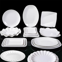 Assiette à dîner divisée en mélamine de 10 pouces avec logo personnalisé, avec des plats à sauce, forme ovale, pour les boulettes, les collations, pour les restaurants, les hôtels, l'usage familial