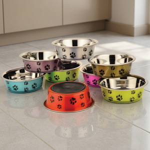 Tazones Ecológicos de Acero Inoxidable para Mascotas, Tazón para Perros y Gatos con Relieve, Colores Surtidos, Serie Crystal Fusion, 16/21/25 cm, Impermeables - Product Image 3