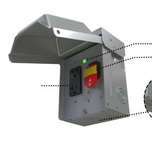 Linsheng 20 AMP GFCI Receptacle Plug <span class=keywords><strong>Exterior</strong></span> All Metal Power Switch Box con cubierta Outdoor Electrical Outlet con <span class=keywords><strong>interruptor</strong></span> de seguridad para patio - Product Image 1