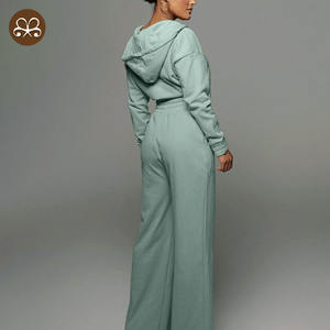 Sweat à capuche, col en V, <span class=keywords><strong>ensemble</strong></span> de sport pour joggeurs, pantalon de survêtement, avec Logo personnalisé, nouveau Design - Product Image 5