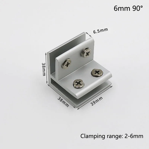 Supports d'étagères en aluminium pour verre, clips de fixation à 90 degrés, quincaillerie DIY pour panneaux de 2 à 20 mm d'épaisseur (verre, acrylique) - Product Image 4