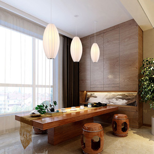 2026 Nhật Bản hiện đại đơn giản trang trại Đặc biệt khách sạn vải ánh sáng mặt dây chuyền cho Nhà Trắng Bóng Tròn nhà bếp trung tâm Đèn Mặt dây chuyền - Product Image 6