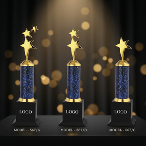 Elegante Trofeo Estrella con Placa Grabada Personalizada, Metal Fundido a Presión, Impresión UV Portátil para Regalos de Ferias Comerciales, Regalo POOJA - Product Image 1