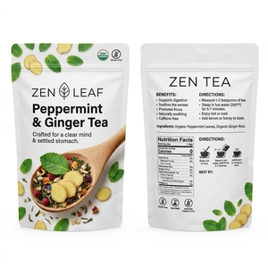 Sachets refermables personnalisés pour poudre de thé, de qualité alimentaire, anti-odeur, avec fermeture éclair - Product Image 1