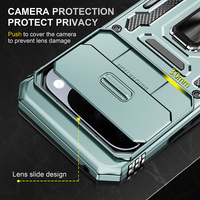 Étui de protection pour voiture style professionnel avec cache-caméra coulissant et support anneau métallique pour Google Pixel 8