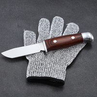 Couteau droit pour enfant Bochen avec manche en bois, couteau d'entraînement à la sculpture avec étui en cuir, ensemble de couteaux sécuritaires pour enfant, gants anti-coupure