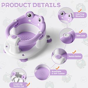 Chaise de <span class=keywords><strong>bain</strong></span> antidérapante pour bébés, siège de <span class=keywords><strong>bain</strong></span> pour tout-petits avec ventouses, coussin doux, siège de <span class=keywords><strong>bain</strong></span> pour bébés de 6 mois et plus - Product Image 5