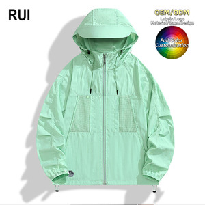 RUIQUWIN OEM Custom Mesh Sun Protection Hooded <b>Jacket</b> <b>Thin</b> Breathable <b>Waterproof</b> UPF50+ Quick Dry for Fishing Cycling Summer - Product Image 1
