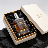 Flacon de parfum carré simple et haut de gamme, 25 ml et 100 ml, verre transparent avec couvercles dorés et argentés, étanche et durable