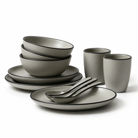 Ensemble d'assiettes et de bols en mélamine mate, légers et durables, de qualité alimentaire, pour restaurants, mariages et pique-niques en plein air