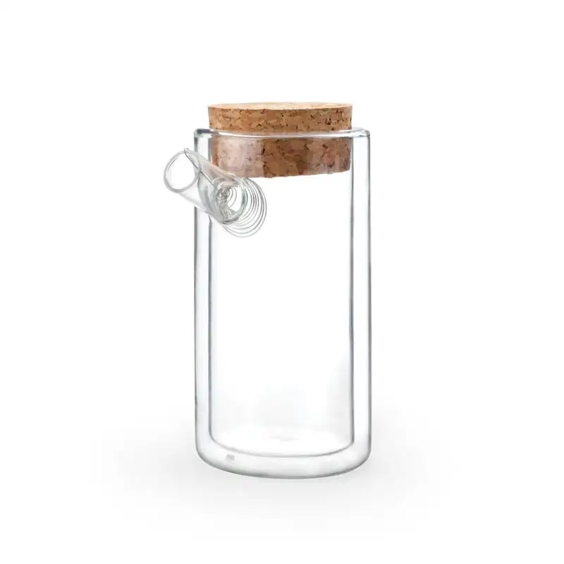 Piccola teiera in vetro borosilicato a doppia parete resistente al calore su misura con infusore per tè in filo rimovibile