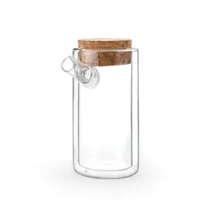 Custom Made Small Heat Resistant Borosilicate Double Walled Glass Teapot with Removable Wire Tea Infuser