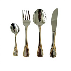 Ensemble de couverts personnalisables en métal argenté, 4 pièces (cuillère, fourchette, couteau), qualité alimentaire, écologique, prix abordable - Product Image 1