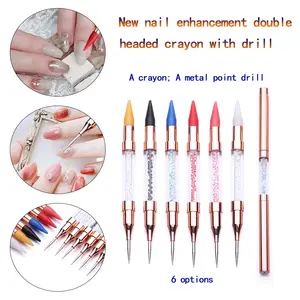 Yantuo Rainbow Pink White Rose Gold Crystal Beads Handle Rhinestones Pick Up Pencil Wax Nail Dotting Pen