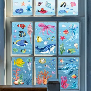 DM020 organismi bentonici adesivi per finestre per la scuola di casa vetro della finestra della scuola si aggrappa decalcomanie per la festa del mondo subacqueo