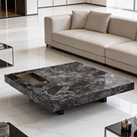 Ensemble de tables basses rectangulaires en acier avec plateau en ardoise, design italien, luxe moderne, pour villa, salon, maison, hôtel