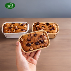 VVG Manufacture Non Stick Rolled Rim Grease Proof <strong>Mini</strong> Rectangle Paper Loaf <strong>Tray</strong> Kraft Paper Cupcake Mold - Product Image 5