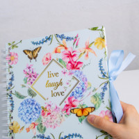 Papier imprimé relié en couverture rigide avec dorure à chaud pour scrapbooking, 30 feuilles (60 pages), 8*8 pouces, album de scrapbooking DIY avec ruban