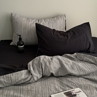 Parure de lit 4 pièces en coton rayé 100% coton, housse de couette, drap et taies d'oreiller, luxe haut de gamme, pour la maison et la chambre