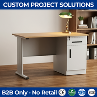 Escritorio de Oficina de Metal Gris con Superficie de Acero Estilo Industrial, Mesa para Personal con Estructura de Acero y Pedestal Integrado con Cerradura para Oficina