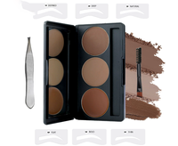 Palette de poudre à sourcils multi-usages, sans logo, 3 couleurs, imperméable, anti-bavures, longue tenue, végane, enrichie en vitamine E, pour contour des yeux