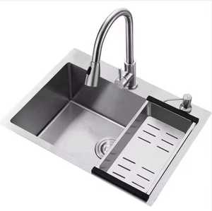 Hecho a mano SUS 304 grifo de <span class=keywords><strong>cascada</strong></span> inteligente fregadero de cocina de un solo cuenco dispensador de jabón Nano recubierto dos existencias disponibles - Product Image 3