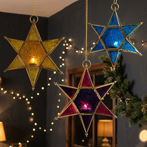 Handmade Gold-Plated Star-Shaped Iron Candlestick Fancy Hanging Home Decoration for Christmas Elegant Candlelight Lanterns - Product Image 5