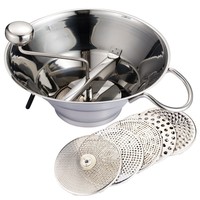 Groente-En Fruitchopper Met Mengkom Aardappelstamper Molen Roestvrijstalen Fruitgroentemolen