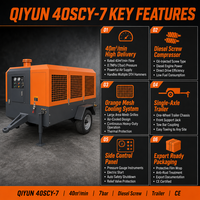 Compresseur à vis portable QIYUN, neuf, mobile, diesel, refroidi par air, sans huile, silencieux, pour usage minier
