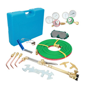 Kit de soudage et de découpe oxyacétylénique CFWELD, torche de style américain avec flexibles et manomètres, interrupteur simple plaqué cuivre - Product Image 1
