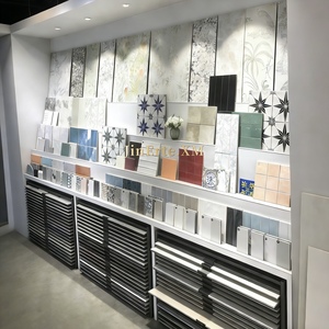 ארון תצוגה רב תכליתי ממתכת עם מגירות לדוגמיות אריחי רצפה גדולים, כולל משטח דמוי סלע, מתאים למדפי חנות. - Product Image 2