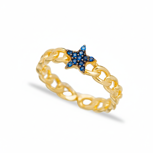 Zafiro piedra estrella diseño anillo ajustable turco venta al por mayor hecho a mano 925 joyería de plata joyería fina - Product Image 2
