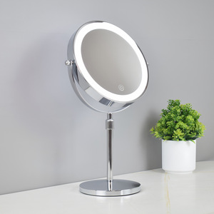 Specchio Cosmetico LED Rotondo da 8 Pollici a Doppia Faccia con Funzione di Ingrandimento e Sollevamento Telescopico, Cornice in Metallo - Product Image 4