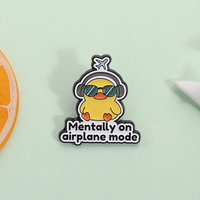 Broches en émail en forme de canard mignon, motif 'Mentally on Airplane Mode', pour le bien-être personnel, badge pour sac à dos et revers, bijoux cadeau, vente en gros