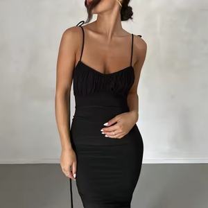 Vestido de Verano de Alta Calidad en Oferta, con Logotipo Personalizado, Plisado, sin Espalda, para Fiestas, Vestido de Lino y Algodón para Mujer - Product Image 5