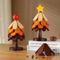 Sous-verre en bois résistant à la chaleur en forme de sapin de Noël, tapis de table isolant thermique, support décoratif pour pot pour table à manger
