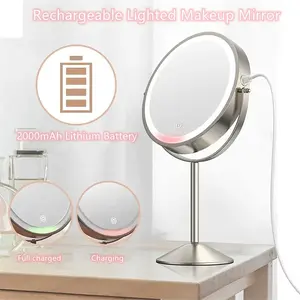 8 Inch Rechargeable Double Sided Standing Makeup Vanity Mirror