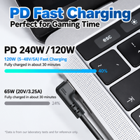 Câble de charge USB-C haute puissance 240W, prise d'alimentation 20V 6A, connecteur coudé pour ordinateur portable, téléphone, accessoires d'appareil photo