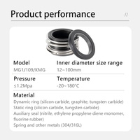 KORMAN SEAL Joint mécanique flottant de haute qualité en acier inoxydable durable avec extrémité en silicone pour pompes Modèle MG13 -20~180C