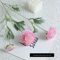 Fleurs artificielles haut de gamme en soie floquée, pivoines et lotus, à 3 têtes, ornements de décoration intérieure pour mariage, diffusion en direct, vente en gros