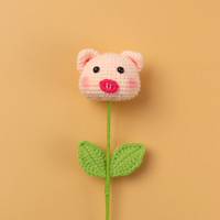Handgemachte Häkel blume Cartoon Wolle Tierkopf Kitty Schwein Kaninchen Puppe für Schlüssel anhänger Anhänger Auto Hänge tasche Kreatives Geschenk