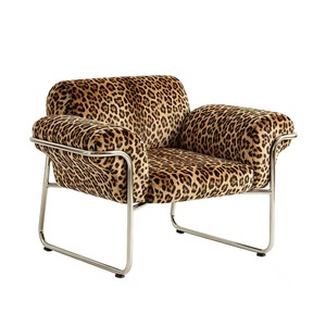 Divano Monoposto con Motivo Zebrato Stile Bauhaus, Sedia Cantilever in Acciaio Inossidabile - Vendita Diretta dalla Fabbrica per Alloggi Turistici - Product Image 2