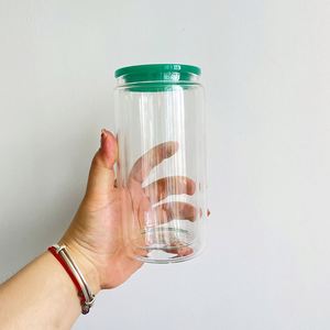 BPA Free Safe Eco-friendly Plastic Colorful Replacement Lids for 12oz 15oz <b>Double</b> <b>Wall</b> Snow Globe Glass Can - Product Image 2