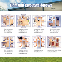 Conteneur Préfabriqué d'Habitation Personnalisé et Mobile de 20/40 Pieds, Petite Maison Modulaire Prête à Vivre, Maison Mobile Préfabriquée de 2, 3, 4, 5 Chambres