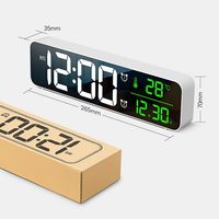 Horloge de table intelligente électrique de 9,9 pouces, écran LED grand format en ABS, alarme numérique avec affichage de la température et de la date, musique, 6 niveaux de luminosité