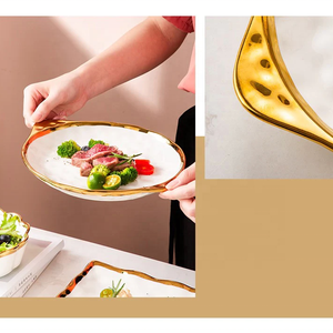 Bắc Âu Phong Cách Sang Trọng Chất Lượng Cao Gốm Bộ Đồ Ăn Các Món Ăn Và Tấm Bát Vàng Rim Sứ Đặt Bữa Ăn Tối Gốm Bộ Đồ Ăn - Product Image 6