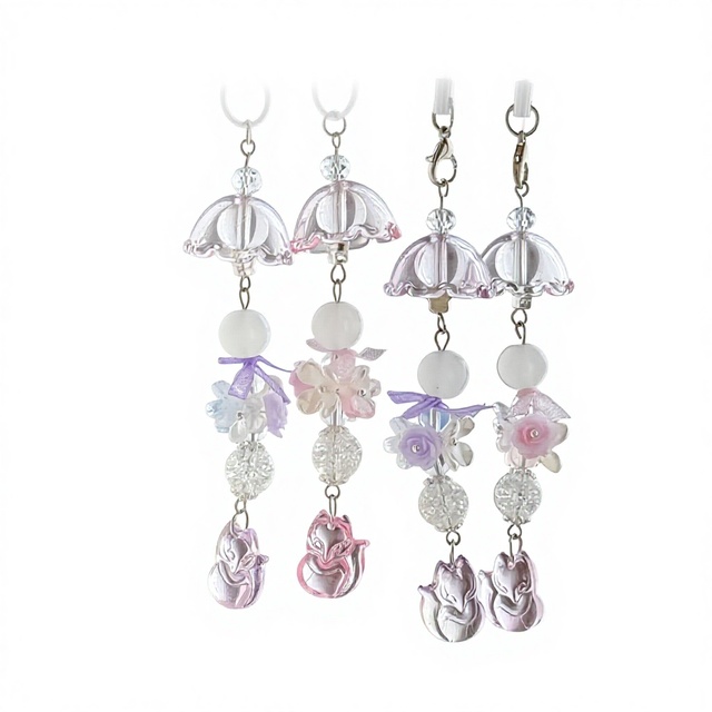 Wind Chime Flower Handmade Plastic Beaded Pendant Unisex Heart IG Style Phone Chain Cute Fox Animal Shape Decoration Bag Charm