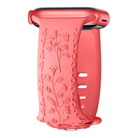 Bracelet en silicone 3D en relief et fleur en silicone souple gravée pour Apple Watch 10 (WB1044T)
