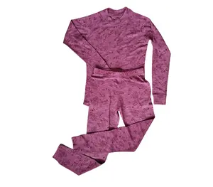 four needle six thread sewing high-end craft custom merino wool pajamas for kids girl 2-pcs clothing sets