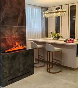 אח חשמלי עגול בהתאמה אישית למלון, מסעדה, בר, עיצוב פנים, להבה תלת מימדית, אפקט אדים, ספק אח - Product Image 1